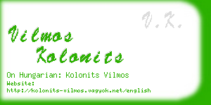 vilmos kolonits business card